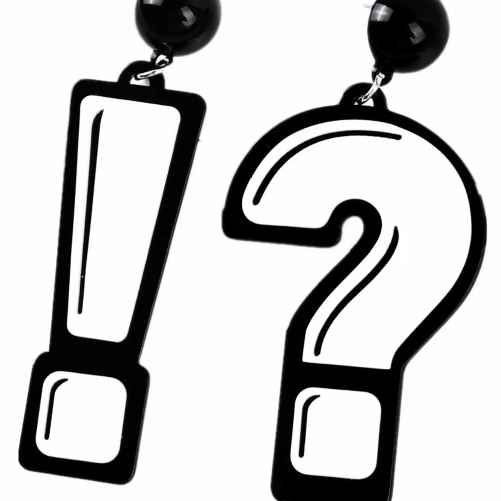 Black & White Punctuation 🤍🖤?! Graphic Style Earrings